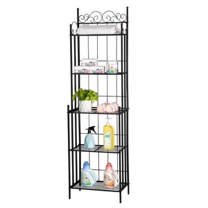 Scaffale di Stoccaggio in Metallo Nero a 5 Ripiani, Organizzatore Multiuso in Acciaio per Cucina, Garage, Bagno o Lavanderia, Accessorio RT - Product Image 3