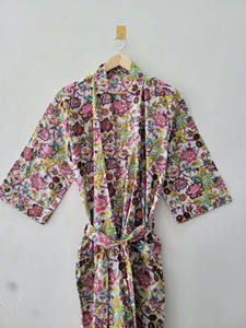 Bata Kimono de Algodón Estampado Floral para Mujer, Elegante y Casual, con Estampado Jaipuri, Ligera y Ecológica para Verano - Product Image 5