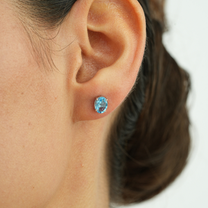 New Arrivals 925 Sterling <b>Silver</b> Natural Blue Topaz December Birthstone Fine <b>Studs</b> <b>Earring</b> For Everyday Wear - Product Image 2
