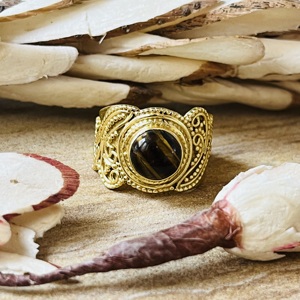 Unique Design Vintage <b>Tiger</b> <b>Eye</b> <b>Ring</b> 18k Gold Plated Ethnic Tribal Statement Design Boho Fashion Brass <b>Ring</b> Wholesale Women <b>Ring</b> - Product Image 1