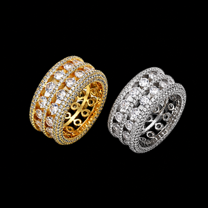 Unique Brilliant Cut Moissanite Pave Setting Engagement Anniversary Full <b>Iced</b> Hip Hop Man's Women's Classic Sterling Silver Band - Product Image 1