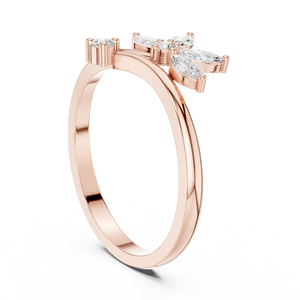 Anillo de Hoja con Diamantes Marquise Inspirado en la Naturaleza en Oro Rosa de 18k, Elegante Anillo Floral para Mujer - Product Image 2