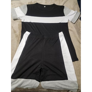Women Summer Casual Oversized T Shirt and Biker Shorts 2 Piece <b>Set</b> Solid Color Lounge Wear Outfit Wholesale - Product Image 6