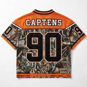 Oversized Mesh <b>Tshirt</b> Boxy Cropped American Football Sublimation Jersey Custom Cropped Retro Camouflage Soccer Jersey Streetwear - Product Image 3