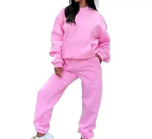 Ensemble d'été personnalisé avec logo : Sweat à capuche court, veste et pantalon de survêtement pour femme (lot de deux pièces) - Product Image 2