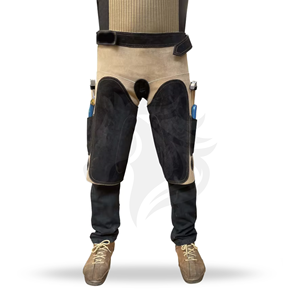 Chaps de fermeur en cuir à jambes fendues pour le soin des sabots de cheval avec poches à outils - Product Image 1