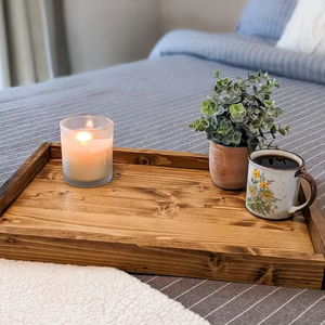 Bandeja de Almacenamiento de Madera con Asas, Apta para Lavavajillas, Diseño Clásico, Acabado Pulido, para Uso en la Cocina - Product Image 1