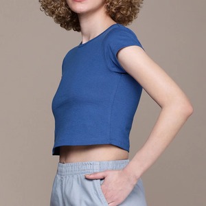 Custom <b>Crop</b> <b>Top</b> Good Selling Casual Wear Breathable Women <b>Crop</b> <b>Top</b> T Shirts OEM Women Cotton Short Sleeve <b>Crop</b> - Product Image 5