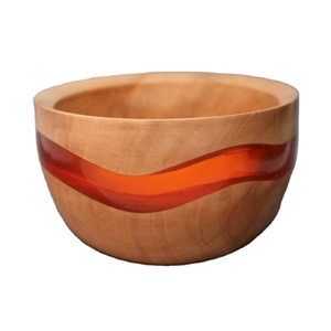 Handmade Resin and Oak Wood Food Bowl Superior Quality Kitchen <b>Dinnerware</b> Eco-Friendly Wedding Dates and Serving Bowl - Product Image 1
