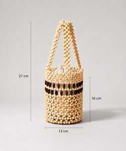 กระเป๋าถือแบบสบายๆ ประดับลูกปัดแก้วหลากสี รูปทรงตามสั่ง งานฝีมืออินเดีย ทำด้วยมือ งานฝีมือ MS ทำมือจากอุตรพัฎฐ์เบจีสถาน - Product Image 1