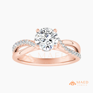 Round Cut Moissanite Engagement Ring <b>Rose</b> Gold Plated Crossover <b>Infinity</b> Twist Pave Band Wedding Ring Jewelry Gift - Product Image 5