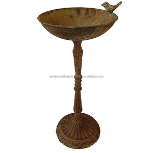 Premium metal <b>bird</b> bath outdoor garden decorative pedestal durable rust resistant finish for <b>backyard</b> landscaping use - Product Image 5