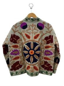 Handmade Beige Linen Suzani Embroidered Jacket Women Vintage Floral Kashmiri <b>Coat</b> Reversible Cotton Lined Ethnic Boho Kimono - Product Image 4