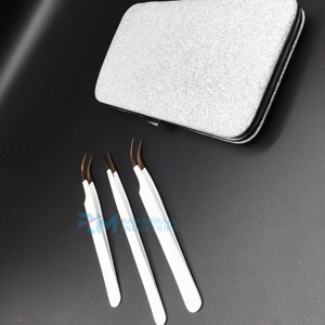 Pince à épiler pour extensions de cils RMI Shin Rose Gold Plasma Tip Smooth Tip, revêtement blanc anti-magnétique, 10 mm, prise en main parfaite - Product Image 5