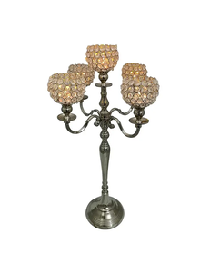 Candelabro Clásico de Cristal Dorado y Plateado, Portavelas Decorativo de Lujo - Product Image 4