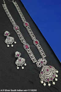 Ensemble de bijoux de mariée en diamant américain classique Collier et boucles d'oreilles en deux pièces pour mariage Style classique à la mode - Product Image 3