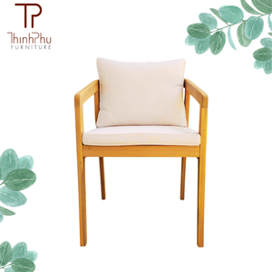 Acacia Outdoor <b>Chair</b> With White Cushion Solid Back Design For Garden Patio Use - Product Image 4