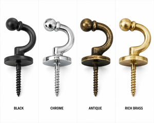Premium Solid Brass Screw <b>Hook</b> Tie Back 70mm Retro Antique Finish <b>Curtain</b> Hold - Product Image 5