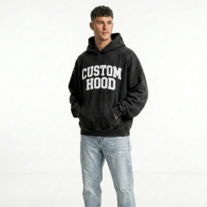 Sudadera con Capucha para Hombre Estilo Vintage, con Parche de Tela Personalizado y Bordado, Oversize, Estilo Urbano, de Forro Polar Grueso - Product Image 2