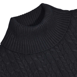 Pull à col roulé pour homme en polyester, viscose et nylon, anti-boulochage, respirant, séchage rapide, manches longues, hiver, style décontracté chic, bureau - Product Image 4