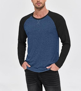 T-shirt à manches longues pour homme avec logo personnalisé, confortable, plusieurs options de couleurs, manches raglan, col tendance streetwear, grande taille - Product Image 4