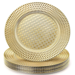 Rustic round copper charger <b>plate</b> with a dark gold wash and subtle hand-forged effect. Available at wholesale price serially. - Product Image 4
