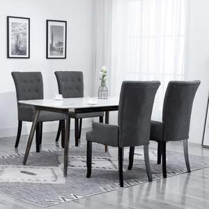 Juego de 4 Sillas de Comedor de Poliéster Gris Oscuro con Madera de Roble, Muebles Elegantes y Duraderos - Product Image 1