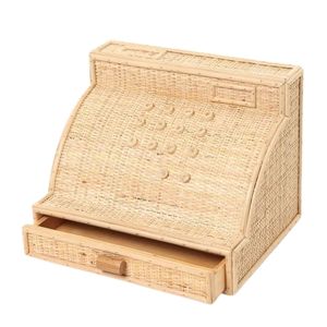 Caja Registradora de Juguete de Ratán Tejida a Mano para Niños con Cajón y Botones, Juego de Imitación Hecho a Mano para Niños Pequeños, Venta al por Mayor - Product Image 1