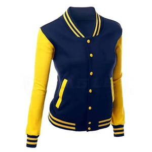 Women's Color Block Varsity Jacket <b>Covered</b> <b>Button</b> Knitted Bomber Coat Breathable Windproof Winter Women Letterman Jacket - Product Image 2