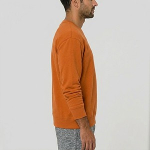 Custom <b>Men's</b> <b>Orange</b> Crew Neck <b>Sweatshirt</b> 100% Cotton Knitted Regular Fit Casual Pullover Autumn Wear For <b>Men</b> - Product Image 3