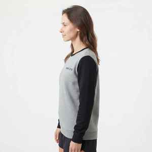 Women's Color <b>Block</b> O-Neck Sweatshirt Regular Fit Cotton Blend Knitted Casual Autumn Wear Black Gray Long Sleeve - Product Image 4