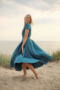 New Arrival Cotton Wedding Guest Wrap <b>Dress</b> Long Simple A-Line V-Neck Silk Lining Eco-Friendly Wedding Homecoming Midi <b>Dress</b> for - Product Image 6
