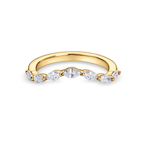 Bague de mariage incurvée avec diamants de laboratoire taille marquise 0,8 ct en or jaune, blanc, rose et platine 18 carats - Product Image 1