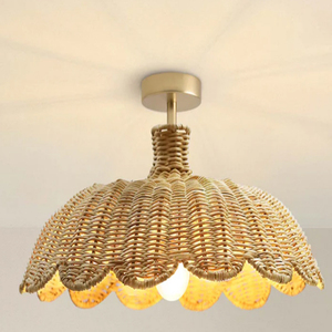 Rattan Flush Mount <b>Light</b> Hand Woven Ceiling Lamps - Product Image 1
