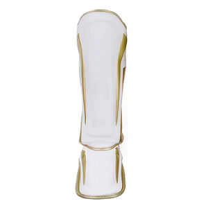 Protège-tibias de boxe, taekwondo et kickboxing personnalisés avec logo blanc/doré, protège-pieds MMA - Product Image 2