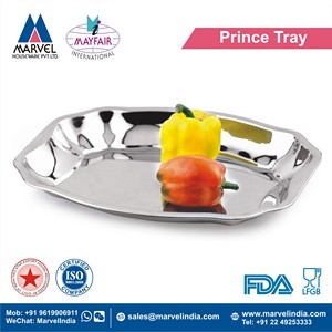 ถาดเสิร์ฟ/ถาดอาหารขอบหยักสแตนเลส (สีโครเมี่ยมเงา) เป็นมิตรกับสิ่งแวดล้อมและทนทาน เหมาะสำหรับร้านอาหาร/โรงแรม - Product Image 2