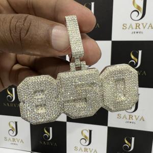 Collar con Colgante de Diamante Moissanite VVS, Plata de Ley 925, Número Personalizado, Colgantes y Dijes Finos, Pasa el Test de Diamantes - Product Image 4