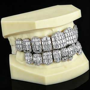 Grillz en Argent Sterling 925 Plaqué Rhodium avec Diamants Moissanite Scintillants, Bijoux Corporels Unisexe, Accessoires Hip Hop pour Fêtes Urbaines - Product Image 2