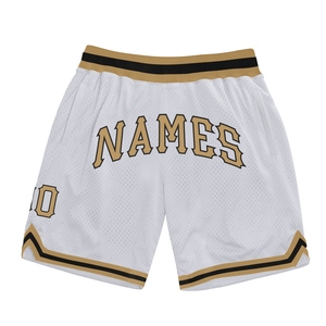 Shorts de basket-ball personnalisés écologiques vert-or-blanc authentiques et rétro - Product Image 3