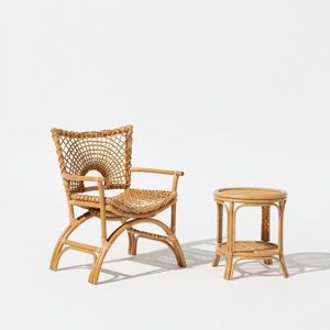 Silla de Comedor de Ratán Natural, Hecha a Mano, Patas de Madera Resistentes, Ecológica, Contemporánea, Moderna, con Cuero PU Personalizable - Product Image 1