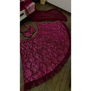 Fil et séquence de travail Lehenga Choli Party Wear Supplies - Product Image 4