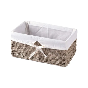 Paniers rustiques en jonc de mer tressé pour cadeaux, paniers de rangement avec doublure blanche pour Pâques, Noël, fêtes, du Vietnam - Product Image 2