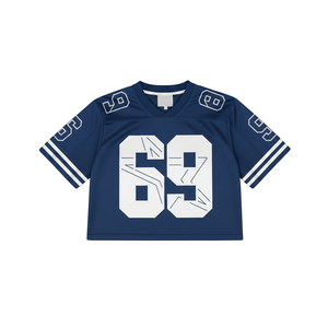 Camiseta Corta Oversize de Malla con Logo Personalizado para Mujer, Estilo Urbano, Hombros Caídos, Holgada, para Verano, Camiseta de Fútbol Americano para Dama - Product Image 3