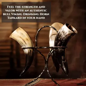 Mug Viking Élégant et Écologique en Corne de Buffle, Style Animalier, Thème Historique, Double Paroi, Grande Capacité, pour Décoration de Mariage - Product Image 5