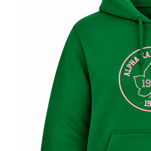   Sudadera con Capucha Rosa Clásica Bordada para Mujer con Diseño de Letras Griegas Verdes, Suave y Cálida, de Felpa, Informal, para Hermandades - Product Image 3