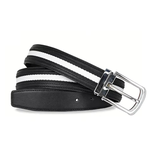 Wholesale Polyester Webbing Casual Solid Steel Buckle Cow Hide Men's Belt with Woven <b>Tap</b> - Product Image 5