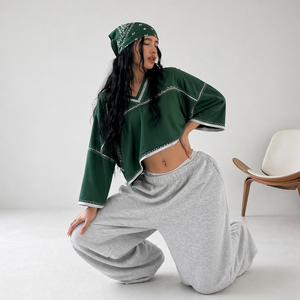 Trendy Custom Sparkly Rhinestone Streetwear Jersey Y2K Rhinestone Number Graphic V-Neck T-shirt Wholesale Rhinestone jersey OEM - Product Image 5