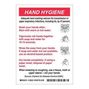 Panneau d'hygiène des mains Brady, panneau de sécurité mural pour les hôpitaux et les laboratoires - Product Image 1