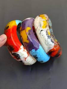 Handmade <b>Resin</b> Bangle Bracelets Colorful Marbled Pattern Round Shape Women's Jewelry <b>Craft</b> Accessories - Product Image 6