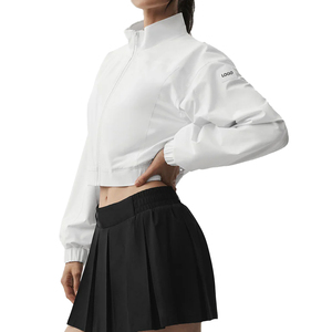 Veste courte personnalisée pour femme, style Clubhouse, légère, zippée, athleisure, pour le sport, fabrication OEM sous marque privée - Product Image 2